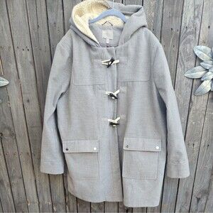 ASOS Skirted Duffle Coat Swing Jacket Hooded Toggle Women's Plus Size 22 Gray